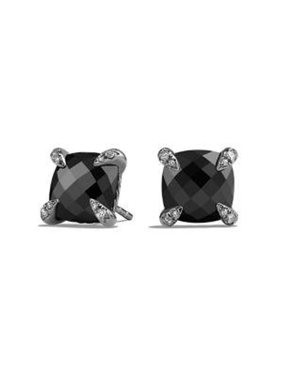 Shop David Yurman Châtelaine® Earrings With Gemstones And Diamonds In Hematine