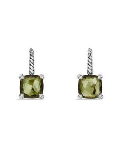 Shop David Yurman Châtelaine® Drop Earrings With Gemstone And Diamonds In Green Orchid