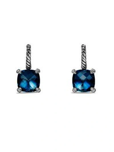 Shop David Yurman Women's Châtelaine® Drop Earrings With Gemstone & Diamonds In Hampton Blue Topaz