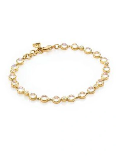 Shop Temple St Clair Women's Single Round Diamond, Moonstone & 18k Yellow Gold Bracelet