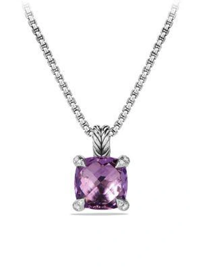 Shop David Yurman Women's Châtelaine® Pendant Necklace With Gemstone & Diamonds/11mm In Amethyst