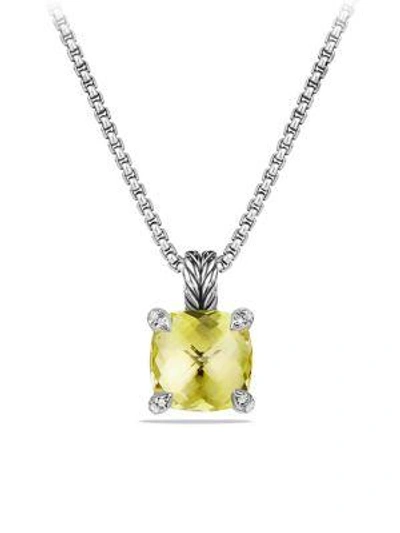 Shop David Yurman Châtelaine® Pendant Necklace With Gemstone & Diamonds In Lemon Citrine