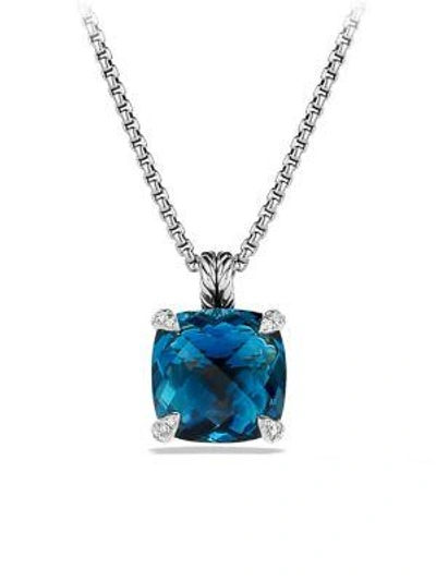 Shop David Yurman Women's Châtelaine Pendant Necklace With Gemstone & Diamonds In Hampton Blue Topaz
