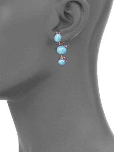 Shop Pomellato Amethyst & Turquoise Ceramic Round Drop Earrings