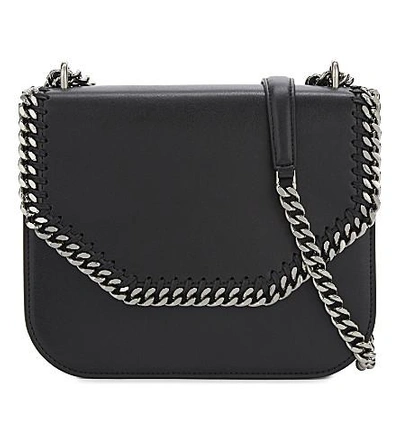 Shop Stella Mccartney Falabella Box Faux-leather Shoulder Bag In Black