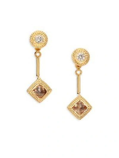 Shop De Beers Women's Talisman Essence Diamond & 18k Yellow Gold Drop Earrings