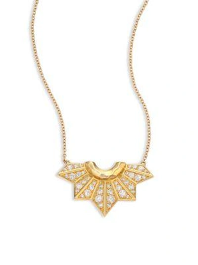 Shop Ron Hami Diamond & 18k Yellow Gold Fan Pendant Necklace