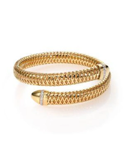 Shop Roberto Coin Women's Primavera 18k Yellow Gold & Diamond Coiled Wrap Bracelet