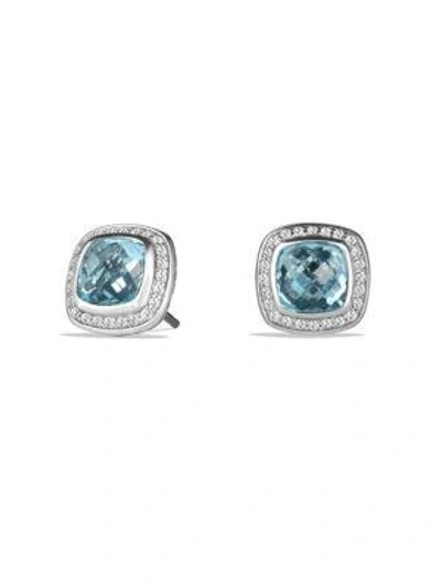 Shop David Yurman Women's Albion Earrings With Gemstone & Diamonds In Blue Topaz