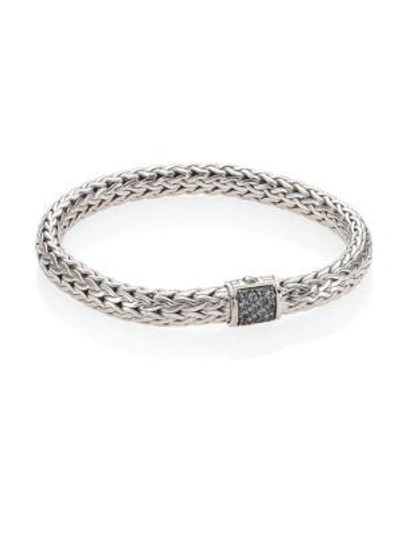 Shop John Hardy Classic Chain Gemstone & Sterling Silver Medium Bracelet In Grey Sapphire