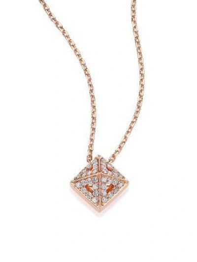 Shop Marli Astrid Diamond & 18k Rose Gold M+m Cube Necklace