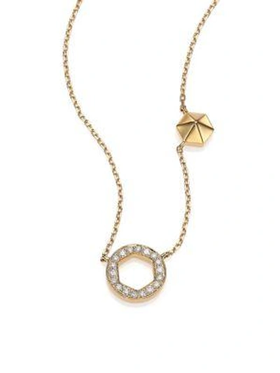 Shop Marli Women's Astrid Diamond & 18k Yellow Gold M+m Circle Necklace