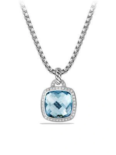 Shop David Yurman Women's Albion Pendant With Diamonds In Blue Topaz