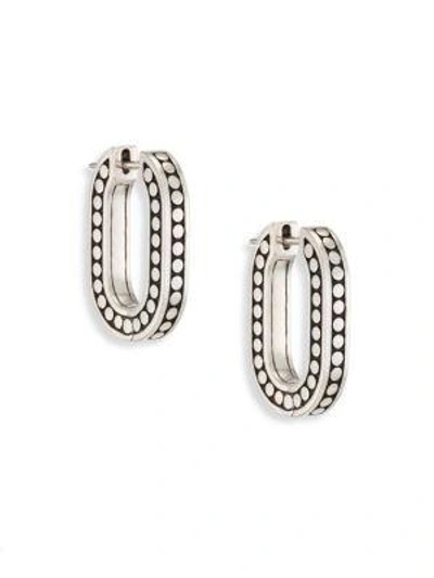 Shop John Hardy Dot Small Sterling Silk Link Hoop Earrings In Silver