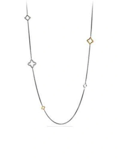 Shop David Yurman Quatrefoil Chain Necklace With Gold In Silver