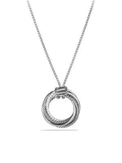 Shop David Yurman Women's Crossover Pendant Necklace With Diamonds In Silver