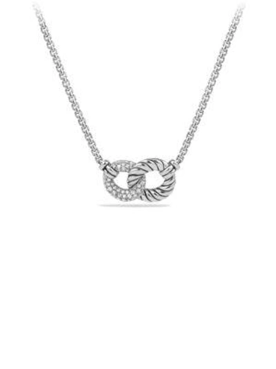 Shop David Yurman Women's Belmont Double Curb Link Necklace With Diamonds In Silver