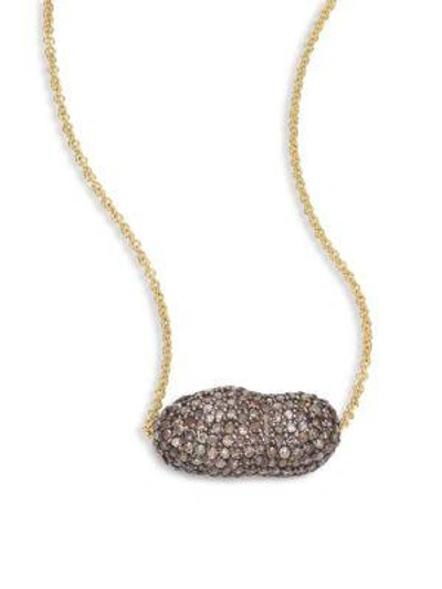 Shop Nina Gilin Diamond & 14k Yellow Gold Pendant Necklace In Silver