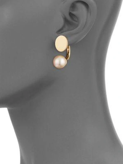 Shop Chloé Darcy Swarovski Pearl Push Pin Back Earrings In Peach Pear