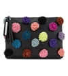 LOEFFLER RANDALL Pom-pom leather pouch