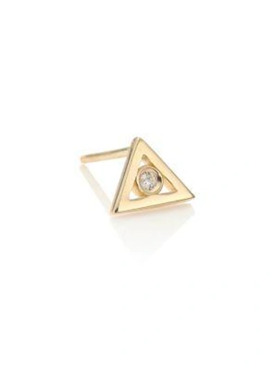 Shop Sydney Evan Bezel Triangle Diamond & 14k Yellow Gold Single Stud Earring