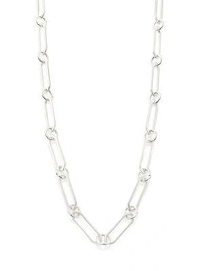 Shop Stephanie Kantis Courtly Chain Link Necklace/42" In Silver