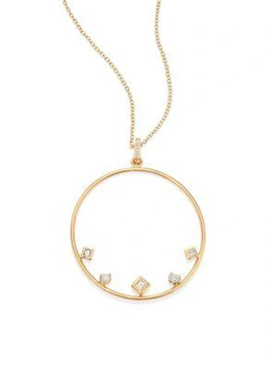 Shop Zoë Chicco Women's Mixed Diamond & 14k Yellow Gold Circle Necklace