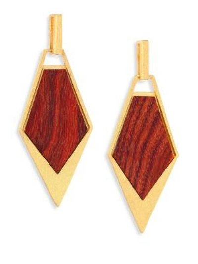 Shop Stephanie Kantis Wood Spear Drop Earrings In Gold-wood