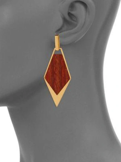 Shop Stephanie Kantis Wood Spear Drop Earrings In Gold-wood