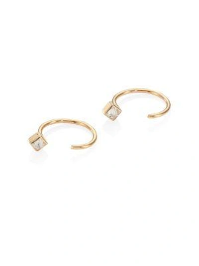 Shop Zoë Chicco Diamond & 14k Yellow Gold Reverse Hoop Earrings/0.4"