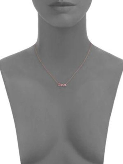 Shop Sydney Evan Pink Sapphire, Ruby & 14k Rose Gold Small Ombré Love Necklace In Pink-rose Gold
