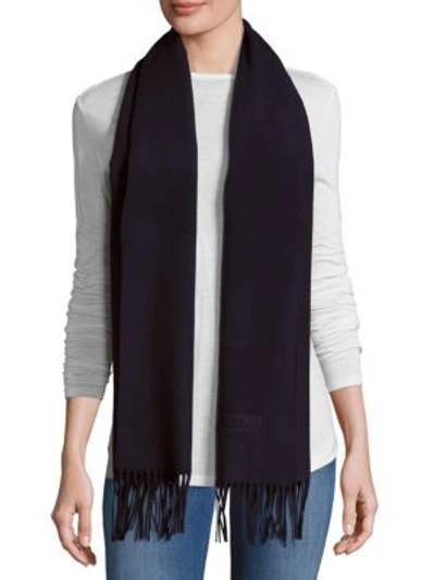 Moschino Solid Fringed Woolen Scarf In Navy