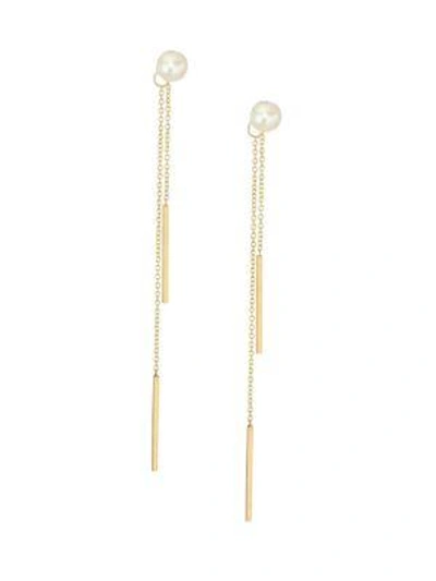 Shop Zoë Chicco 6.5mm White Pearl & 14k Yellow Gold Convertible Drop Earrings