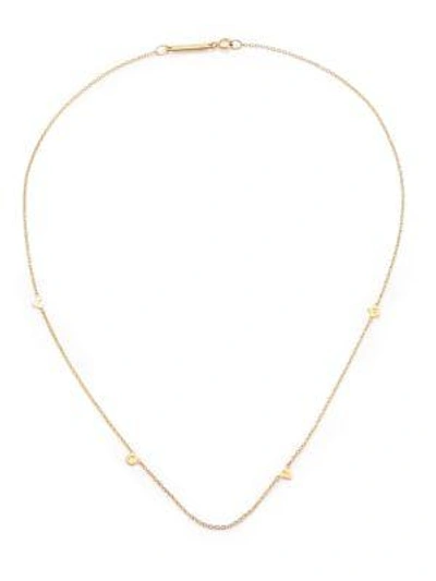 Shop Zoë Chicco Tiny Letters Love 14k Yellow Gold Station Necklace