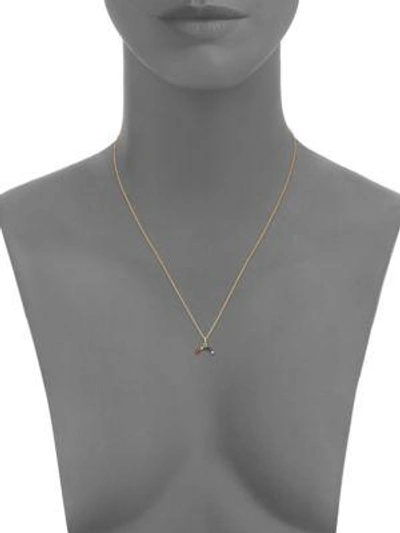 Shop Ileana Makri Mini Rainbow Crystal Pendant Necklace In Gold-multi