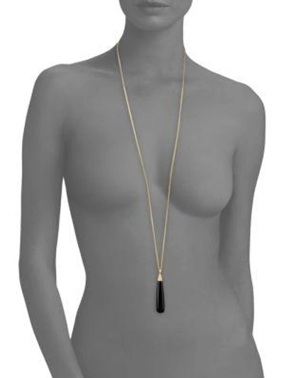 Shop Ila Revere Ss Black Onyx, Diamond & 14k Yellow Gold Necklace In Gold-black