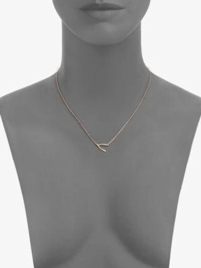 Shop Jennifer Zeuner Jewelry Wishbone Pendant Necklace In Rose Gold