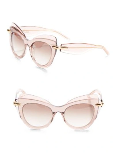Shop Pomellato 51mm Layered Butterfly Sunglasses In Pink-brown