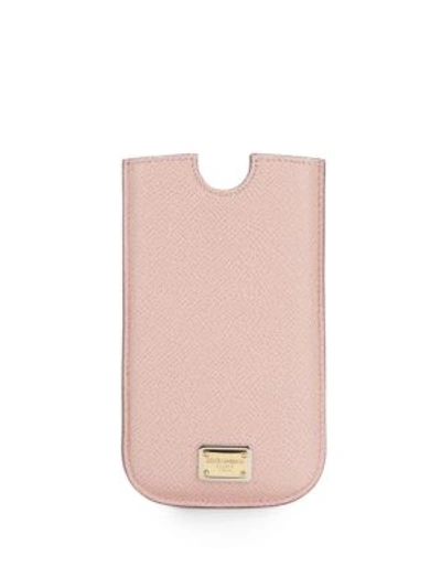 Dolce & Gabbana Pebbled Leather Iphone 4 Case In Blush