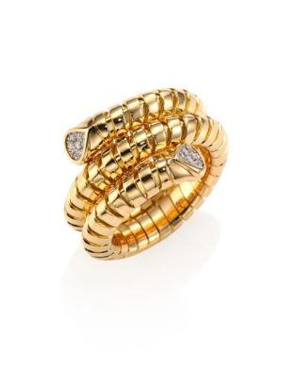 Shop Marina B Trisola Diamond & 18k Yellow Gold Coil Ring