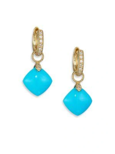 Shop Jude Frances Classic Turquoise, Diamond & 18k Yellow Gold Cushion Earring Charms