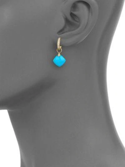 Shop Jude Frances Classic Turquoise, Diamond & 18k Yellow Gold Cushion Earring Charms