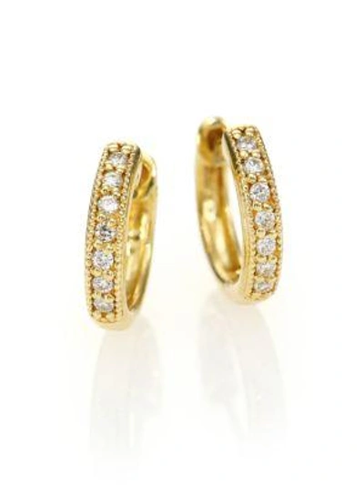 Shop Jude Frances Classic Diamond & 18k Yellow Gold Huggie Hoop Earrings/0.5"