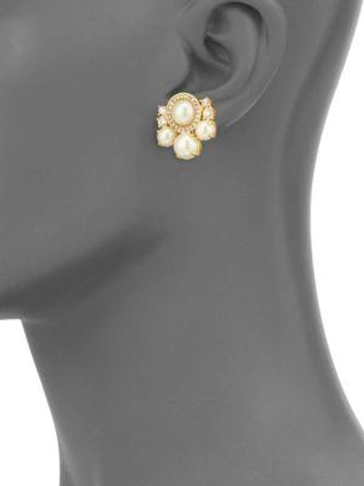 Shop Kate Spade Faux-pearl Cluster Stud Earrings In Gold
