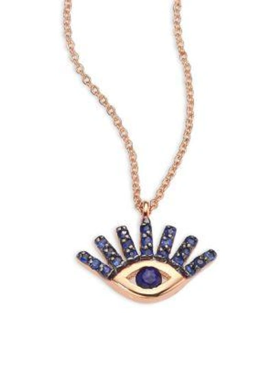 Shop Kismet By Milka Evil Eye Blue Sapphire & 14k Rose Gold Pendant Necklace