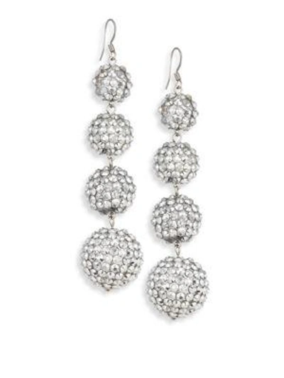 Shop Kenneth Jay Lane Four-ball Crystal Drop Earrings In Silver