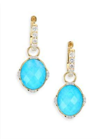 Shop Jude Frances Women's Diamond, Turquoise, Moonstone & 18k Yellow Gold Earring Charms In Blue