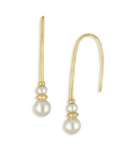 Shop Majorica 4-6mm Organic Pearl Threader Earrings In Gold