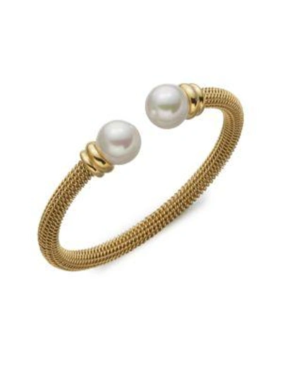 Shop Majorica 12mm White Pearl Tipped Bracelet In Gold