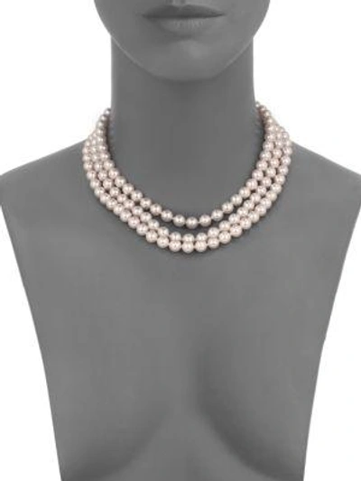 Shop Majorica Women's 8mm White Pearl & Sterling Silver Nested Triple-strand Necklace
